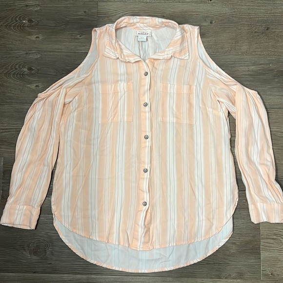 Ariat Markle Cold Shoulder Striped Top - Picture 2 of 7